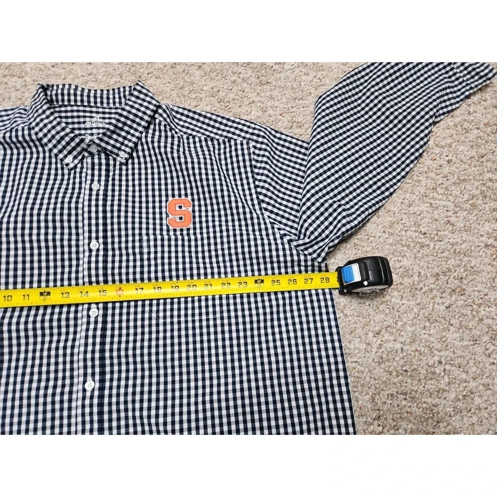ANTIGUA Plaid Navy SYRACUSE Orangemen Long Sleeve Button Down Shirt 3XL